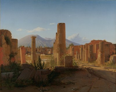 The Forum at Pompeii with Vesuvius in the Background by Christen Schjellerup Købke